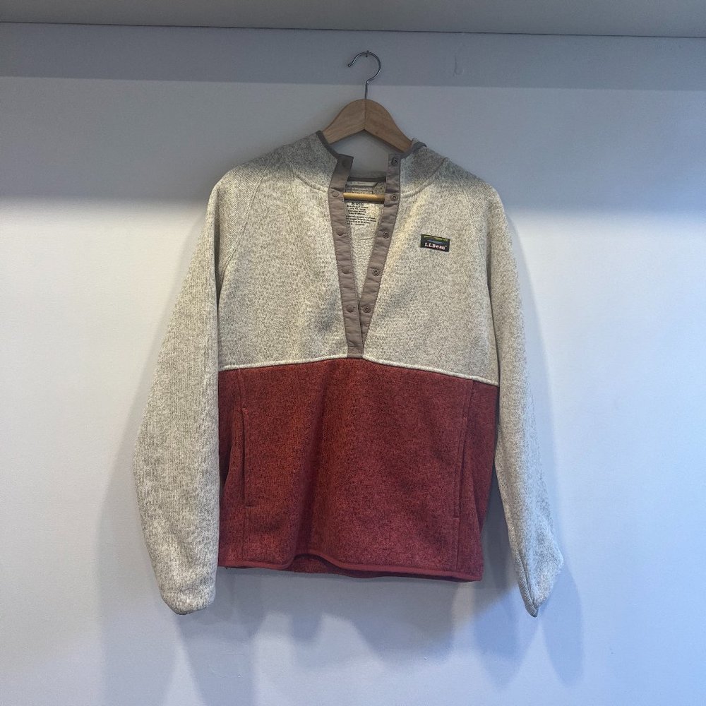 LL Bean Sweater Fleece Pullover T 502845 Beige/Red